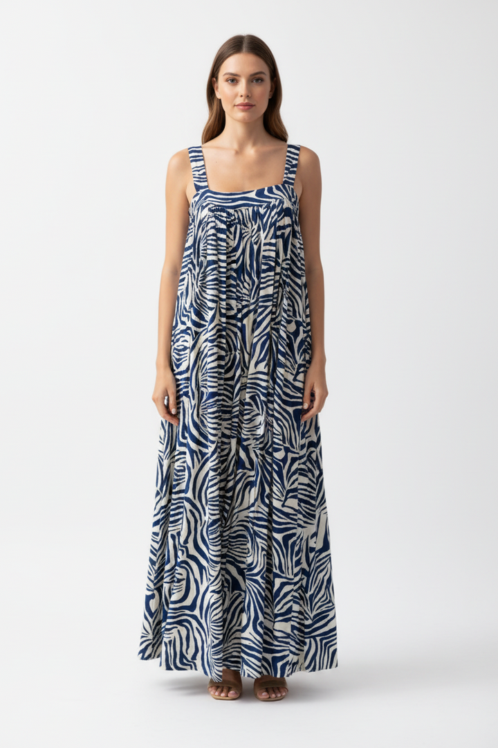 שמלת גלוריה כחול שמנת