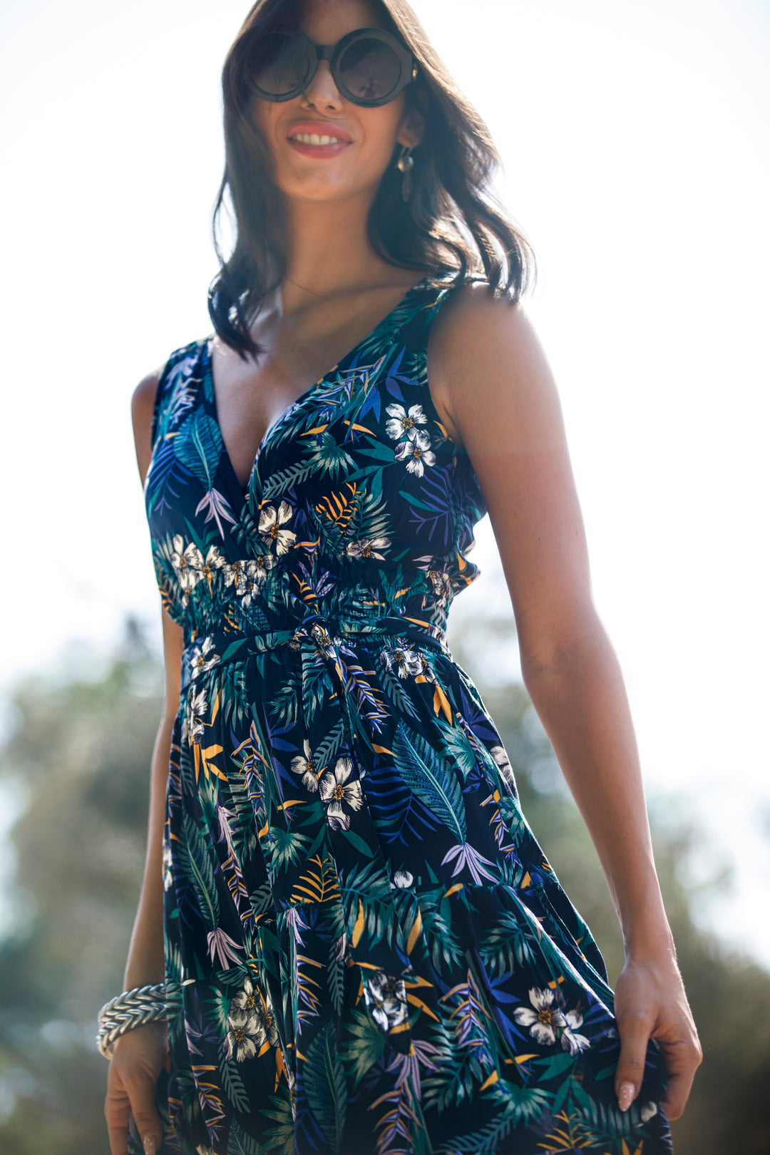 שמלת קארי שחור-פרחוני