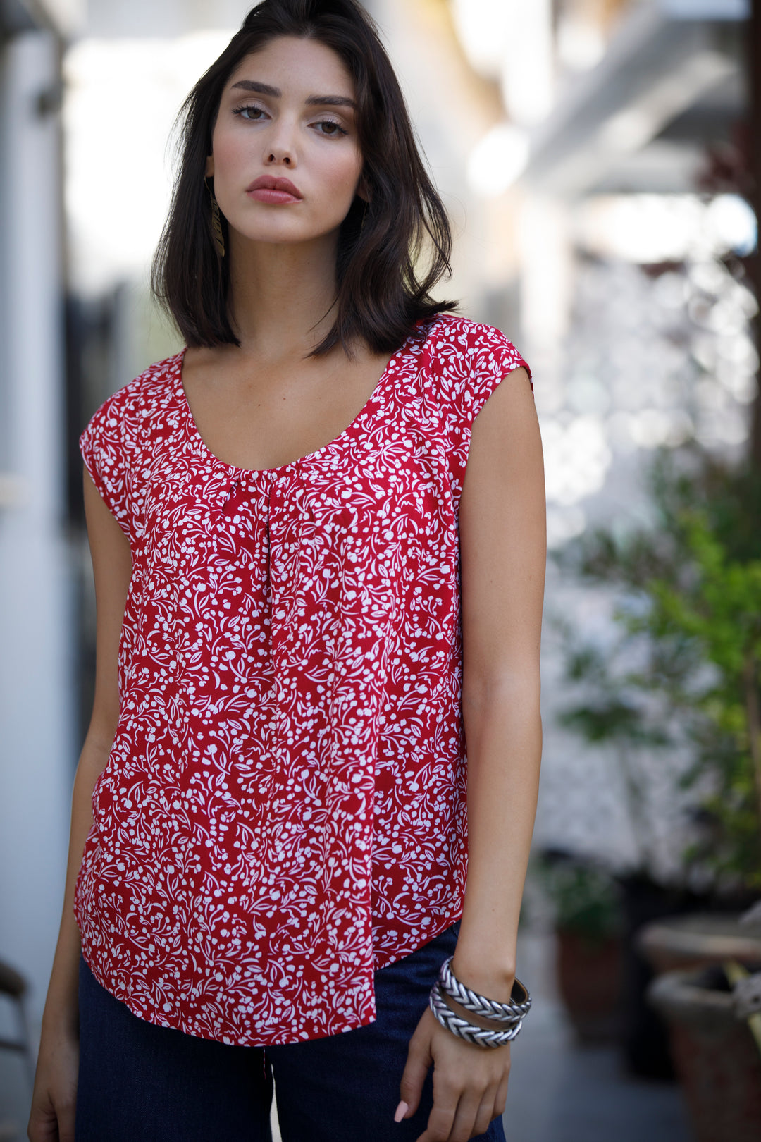 חולצת טניה אוברסייז אדום לבן