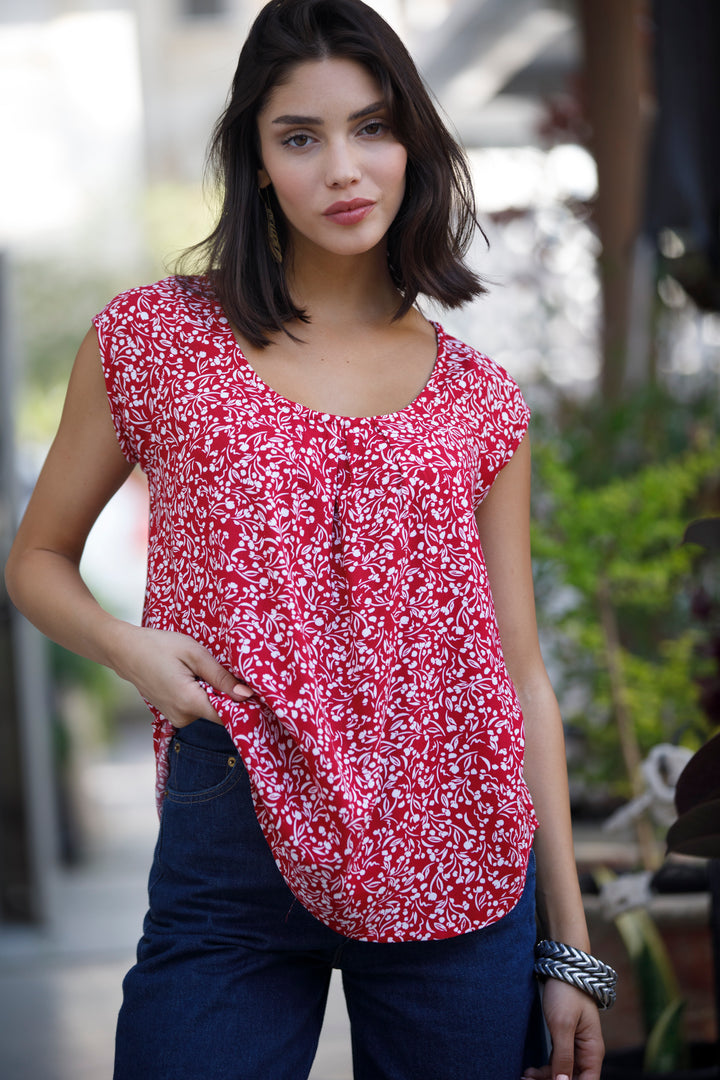 חולצת טניה אוברסייז אדום לבן