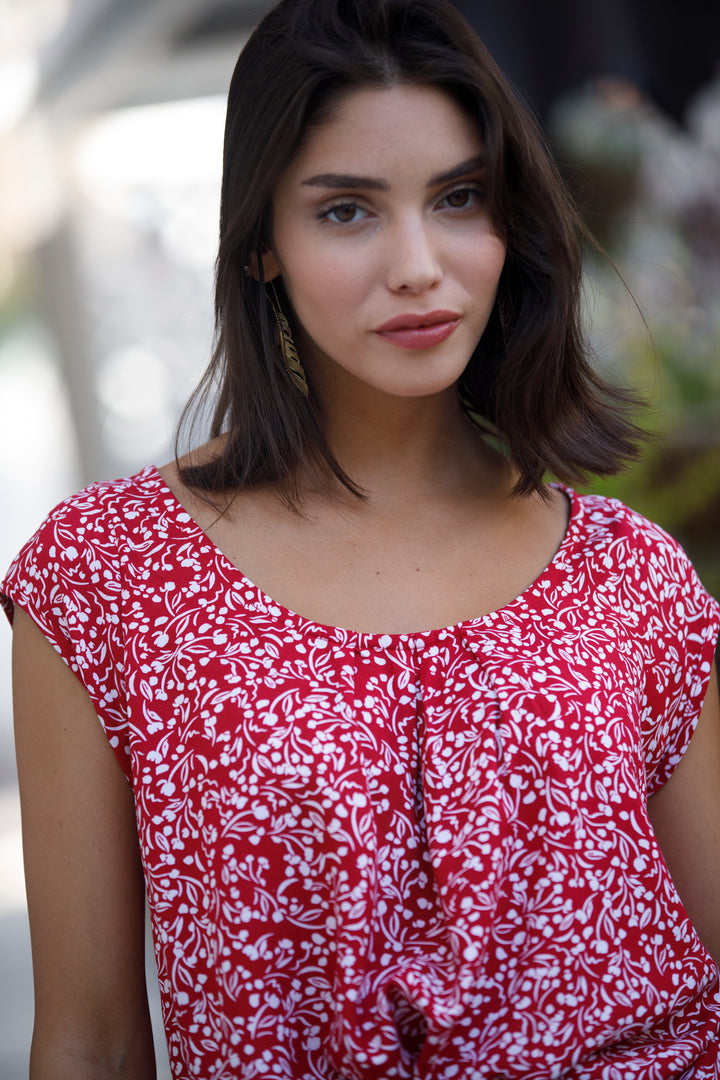 חולצת טניה אוברסייז אדום לבן