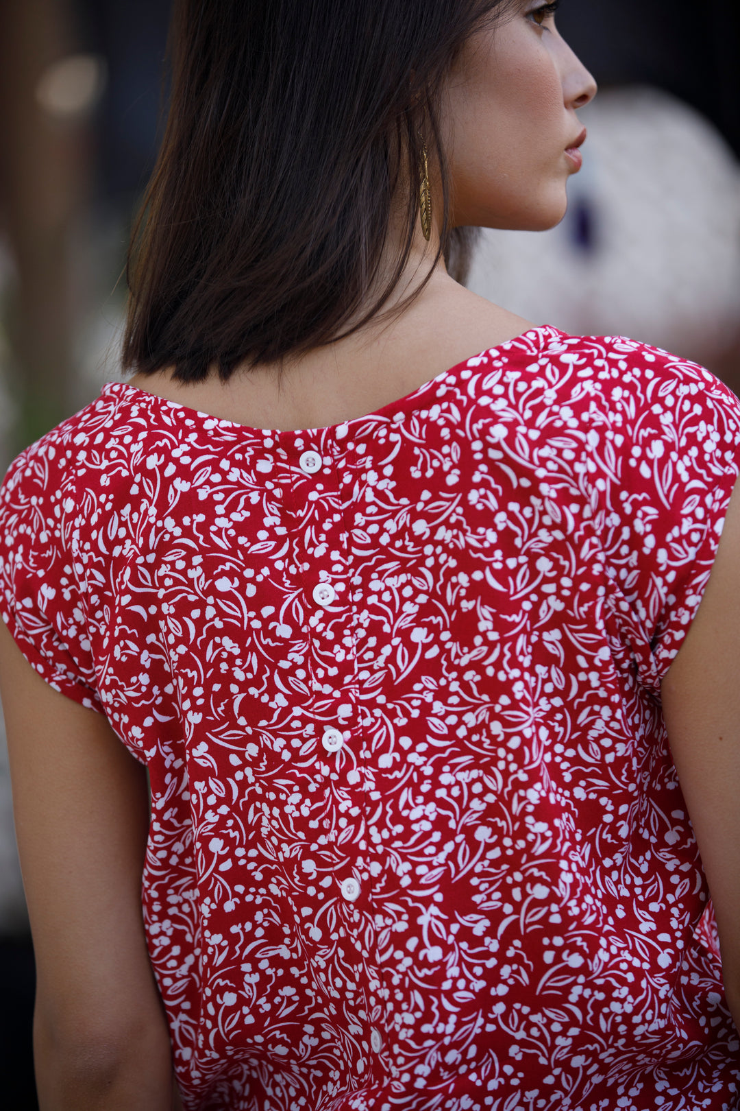 חולצת טניה אוברסייז אדום לבן