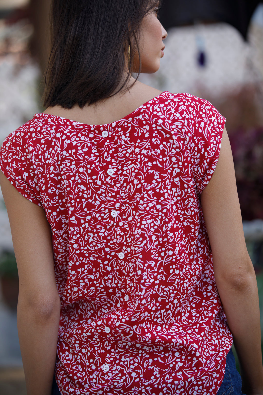 חולצת טניה אוברסייז אדום לבן