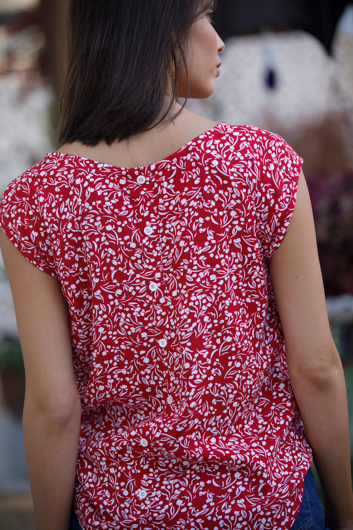 חולצת טניה אוברסייז אדום לבן