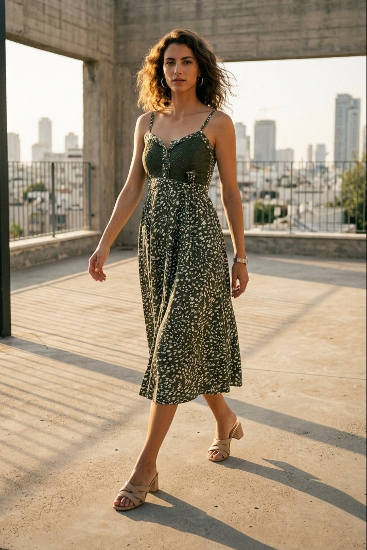 שמלת לילי ירוק זית