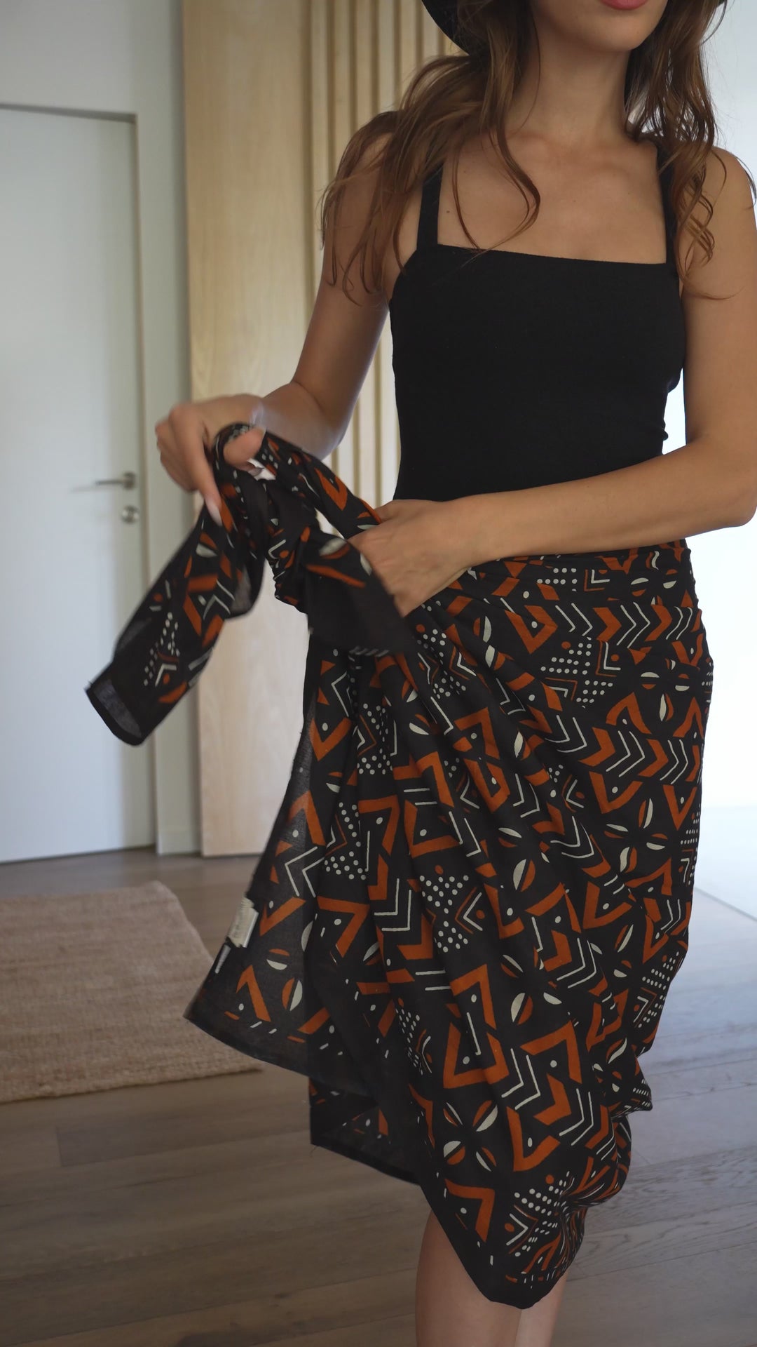 צעיף כותנה פראו - קרם כחול זהב