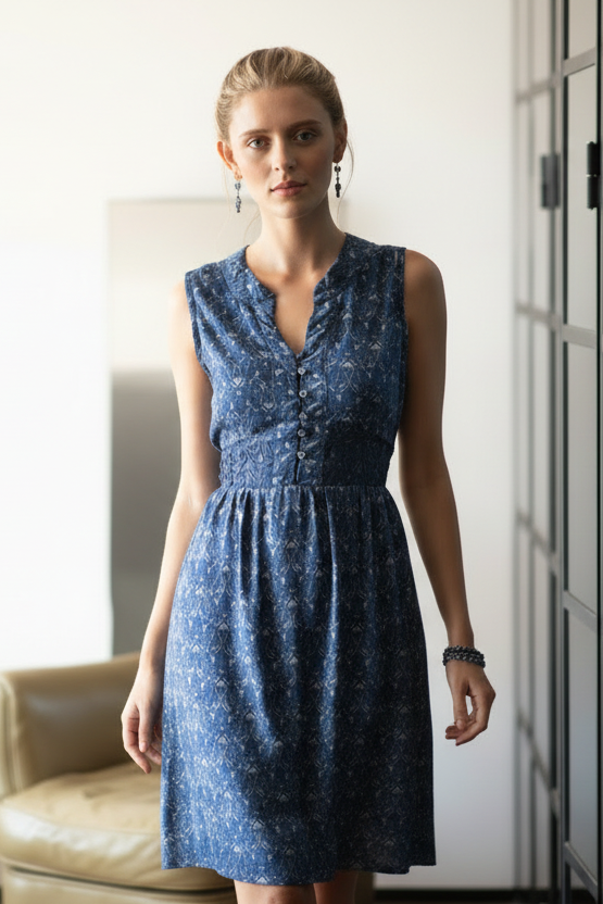 שמלת מנגו קצרה כחולה